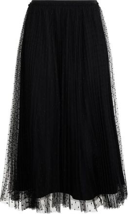Red Valentino Midi Jurk met Zachte Drapering - Dames - Midirokken - Zwart - L - Polyester - Rokken