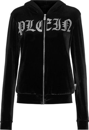 Philipp Plein Hoodie Sweatjacket Gothic - Dames - Vesten met rits - Zwart - XS - Polyester - Hoodies & sweatvesten
