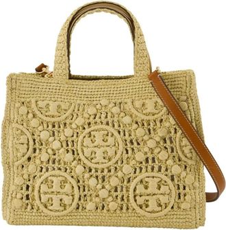 Tory Burch Tory Burch, Tote Bags, female, Green, Size: ONE SIZE Monogram Raffia Shopping Bag Green