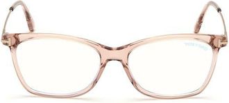 Tom Ford 50mm Square Optical Glasses in Pink Rose Gold /Blue Block at Nordstrom