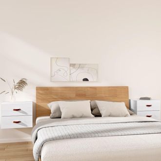 vidaXL Mesitas De Noche De Pared 2 Uds Blanco 50x36x40 Cm Vidaxl