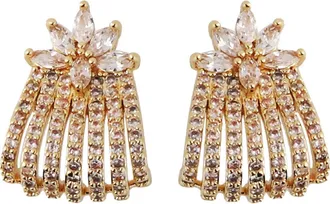 Panacea Crystal Flower Top Multirow Earrings in Gold at Nordstrom