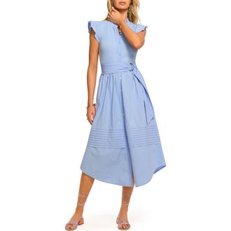 Ramy Brook Odessa Belted Midi Dress in Bazaar Blue at Nordstrom, Size Xx-Small