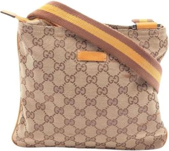 Gucci Pre-owned GG Canvas Handtas - Dames - Vintage Schoudertas - Beige - ONE Size - Leer - Vintage