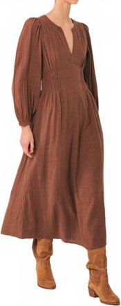 Indi & Cold Crepe Cotton Midi Dress In Tabaco