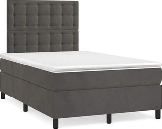 vidaXL Cama Box Spring Con Colch&oacute;n Terciopelo Gris Oscuro 120x190 Cm Vidaxl
