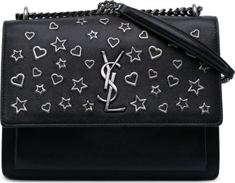 Saint Laurent Pre-owned Womens Sunset Chain Bag Embellished Leather - Black - One Size