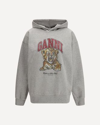 Ganni Felpa con Cappuccio Tiger Woman XS