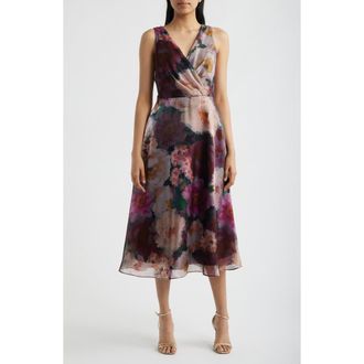 Julia Jordan Floral Print Sleeveless Cocktail Dress in Pink Wine Multi at Nordstrom, Size 16