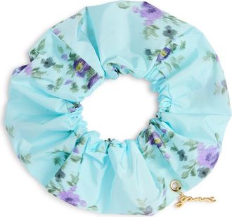Ganni Printed Satin Scrunchie in Iced Aqua at Nordstrom