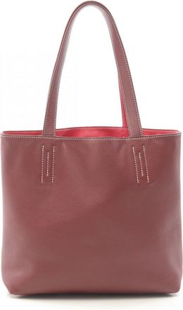 Herm&egrave;s Bordeaux Red Color Rouge Casaque Leather Tote Bag (Pre-Owned)
