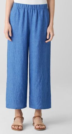 Eileen Fisher Organic Linen Crop Wide Leg Pants in Ultma at Nordstrom, Size Medium