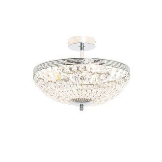 QAZQA Qazqa - Cl&aacute;sico/antiguo Plaf&oacute;n Cl&aacute;sico De Acero Con Cristal 3 Luces - Mondrian Acero Redonda Adecuado Para Led Max. 3 X 40 Watt