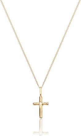 Lily & Roo Solid Gold Single Genuine Diamond Tiny Cross Necklace