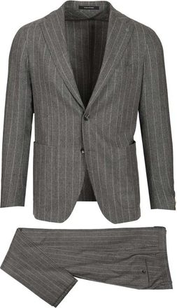 Tagliatore Montecarlo Pinstriped Suit - Heren - Business pakken - Grijs - L - Katoen - Kostuums