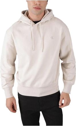 Calvin Klein Geborduurde CK Sweatshirt Heavyweight Modern Fit - Heren - Hoodies - Beige - M - Katoen - Hoodies & sweatvesten