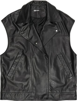 Bimba & Lola Mouwloze leren bodywarmer met kraag - Zwart