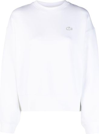 Lacoste logo-appliqué long-sleeve sweatshirt - women - Cotton - 34 - White