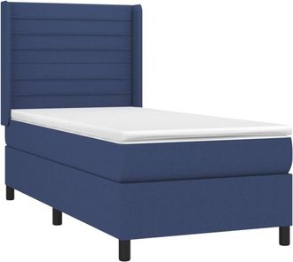 vidaXL Vidaxl - Cama Box Spring Colch&oacute;n Y Luces Led Tela Azul 100x200 Cm