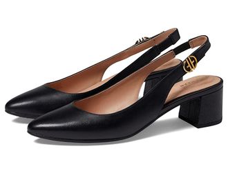 Cole Haan The Go-To Slingback Pump 45 mm Womens Shoes Black Leather : 5.5 B - Medium, Textile