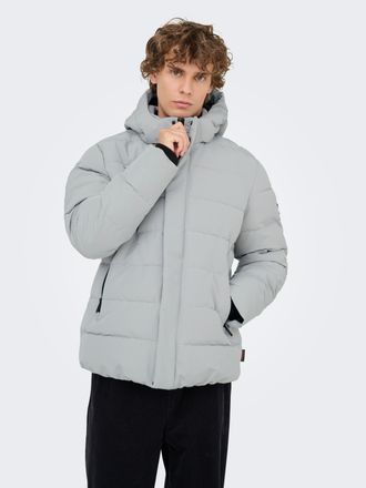 Only & Sons Steppjacke ONLY & SONS ONSCAYSON PUFFA OTW NOOS, Herren, Gr. XXL, mirage gray, Web, Obermaterial: 100% Polyester, unifarben, regular fit normal, Rippb