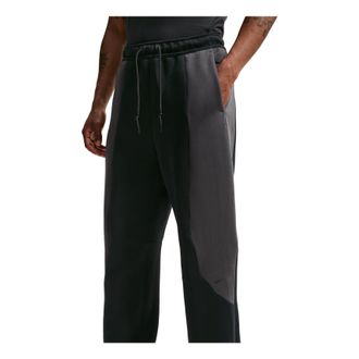 Nike Tech Colour-Block Open-Hem Fleece Trousers Black Anthracite IF1323-010