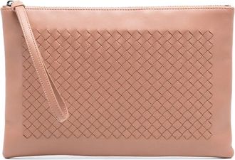 Bottega Veneta Clutch Intrecciato in nappa con cinturino e zip 2012-2025 - Marrone