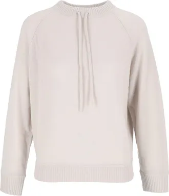 Allude Beige Lightweight Round Neck Tie Sweater