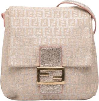 Fendi Pre-owned Cross Body Bags, female, Beige, Size: ONE SIZE Pre-owned Canvas Crossbody Bag