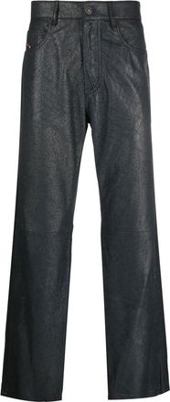 Diesel lambskin straight-leg trousers - men - Lamb Skin/Viscose - 34 - Grey