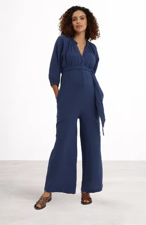 Nom Maternity Alma Nursing Jumpsuit in Navy Blue at Nordstrom, Size X-Small