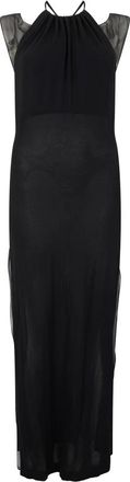 Alberta Ferretti Elegante Lange Jurk Zonder Mouwen - Dames - Maxi kleedjes - Zwart - L - Leer - Kleedjes