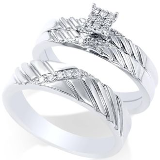 Pompeii3 1/4ct Diamond Engagement Matching Wedding Ring Set 14K White Gold Size Selectable