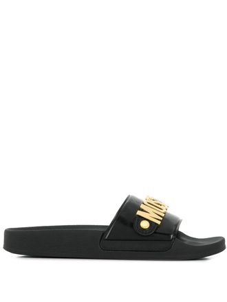 Moschino logo sandals - Black