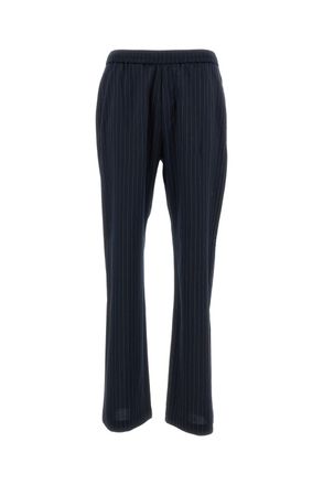 Barena Pinstriped Virgin Wool Trousers With Elasticated Waist And Relaxed Fit