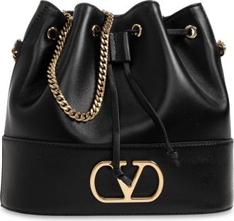 Valentino Garavani Leren Logo Tas - Dames - Schoudertassen - Zwart - ONE Size - Leer - Tassen