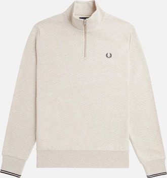 Fred Perry Mens Fred Perry Half Zip Sweatshirt Porridge Marl - Tan - Size: 42