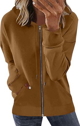 Generic RLEHJN Hoodies for Women UK Sale Clearance Plain Ladies Jumpers Full Zip Coat with Pockets Jacket Long Sleeve Tops Sweatshirts Comfortable Hooded Swea