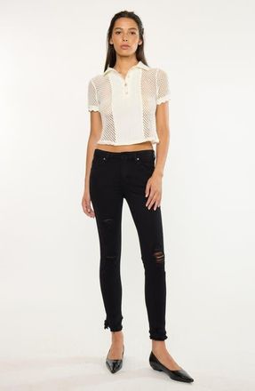 Kancan Lana Mid Rise Ankle Skinny Jeans in Black at Nordstrom, Size 24