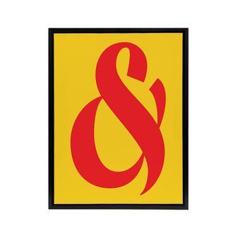 Artery8 And Ampersand Symbol Yellow Red Vibrant Design Framed Canvas Art Print | Size: W24 x H32