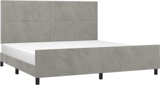 vidaXL Vidaxl - Estructura De Cama Sin Colch&oacute;n Terciopelo Gris Claro 200x200 Cm