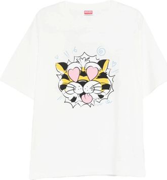 Kenzo Wild Tiger Oversized T-shirt - Heren - T-shirts - Wit - S - Katoen - Tops