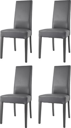 Tommychairs Tommychairs 4 Sillas Glory En Haya, Asiento En Polipiel Gris Oscuro