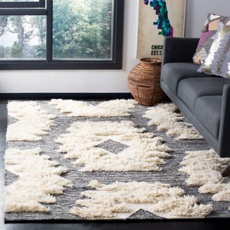 Safavieh Kenya Hand Made Area Rug, Black / Ivory Bohemian Style Non-Shedding