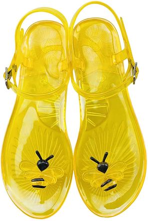 Generic Women Transparent Jelly Sandals Summer Flat Beach Slippers Manufacturer Comfortable Casual Footwear Lightweight Flexible Sole Design (Yellow, 6.50)