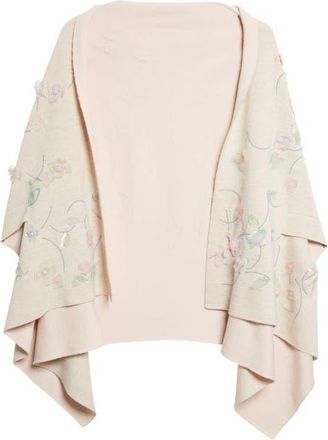 Bernadette Shirene Embroidered Shawl in Doubleface Beige Pale Pink at Nordstrom, Size Medium