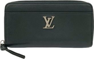 Louis Vuitton Black Leather Long Wallet (Bi-Fold) (Pre-Owned)