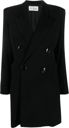 Gianfranco Ferre 1990s peak lapels double-breasted jacket - women - Wool/Rayon - M - Black