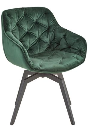 Livetastic Armlehnstuhl, Schwarz, Dunkelgr&uuml;n, Holz, Metall, Textil, Pappel, Sperrholz, Drehkreuz, 58x83x63 cm, Sitzfl&auml;che 360&deg; drehbar, Esszimmer, St&uuml;hle, Polste