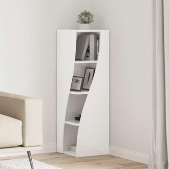 vidaXL vidaXL Mobile angolare Bianco Lucido 32x32x102cm Legno multistrato